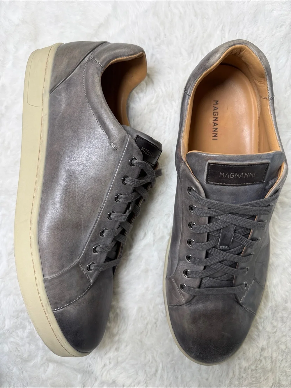 Magnanni Elonso Lo 20837 Men’s 15 M Gray Leather Low Top Sneakers Spain Luxury